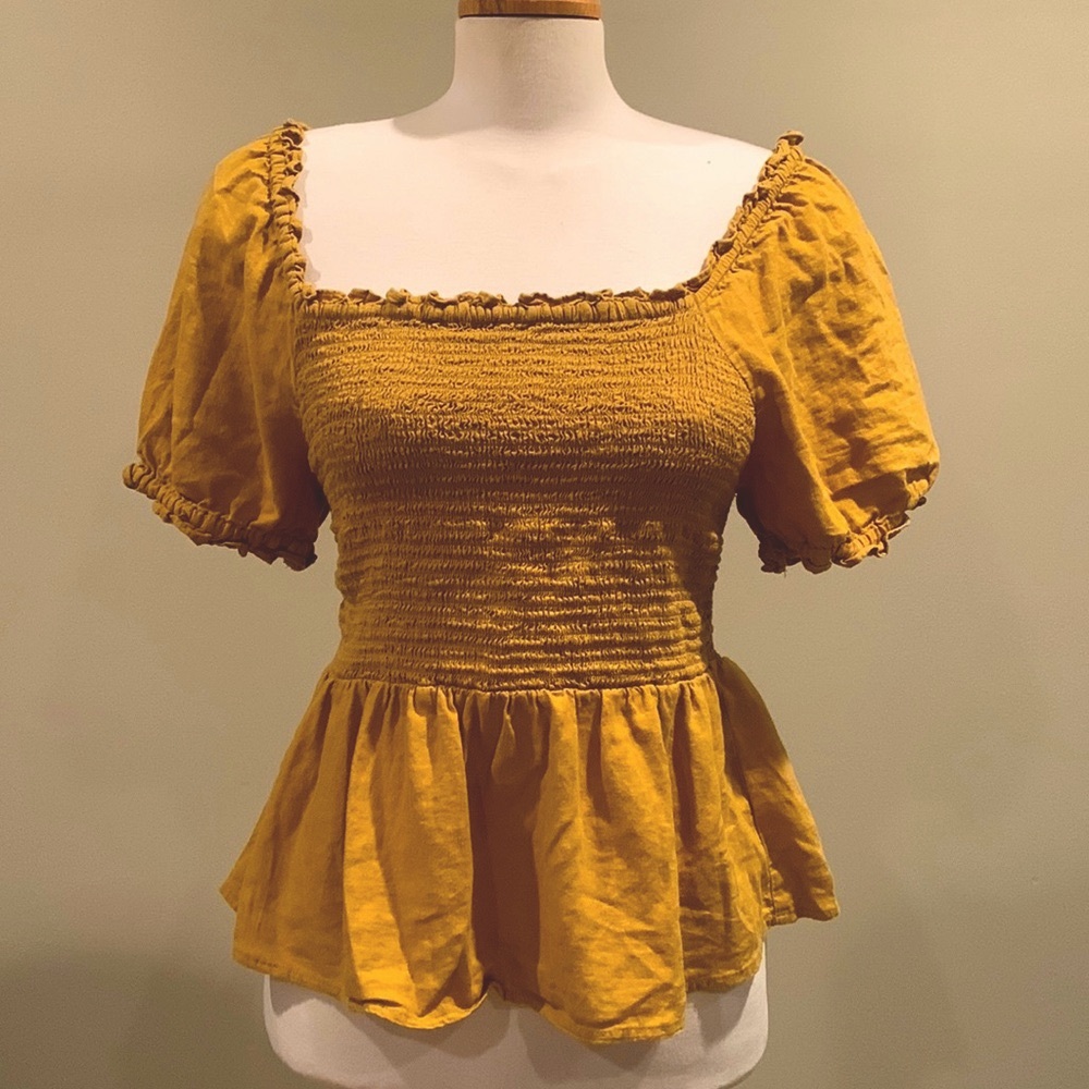 Old Navy Mustard Yellow Smocked Top